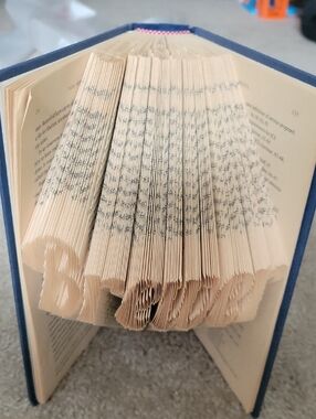 Folded Page Art Book - 'Brewer' Folded Word in Beige Pages with Blue Cover